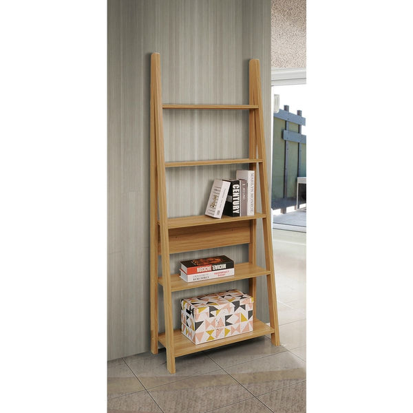Zinsom Contemporary Design Ladder Bookcase 5 Tier Oak