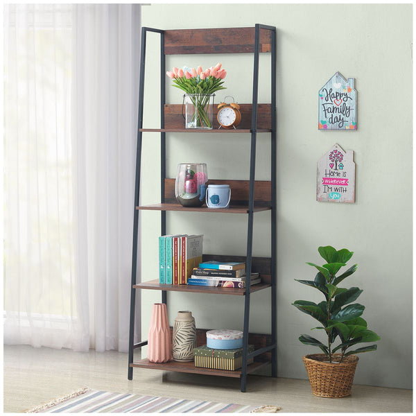 Zinsom Large 4 Tier Bookcase with Metal Shelves