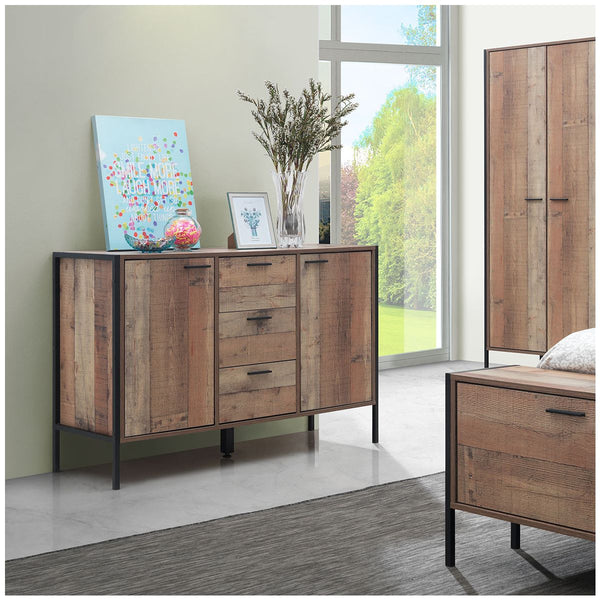 Zinsom Rustic Effect Sideboard with 2 Doors and 3 Drawers.