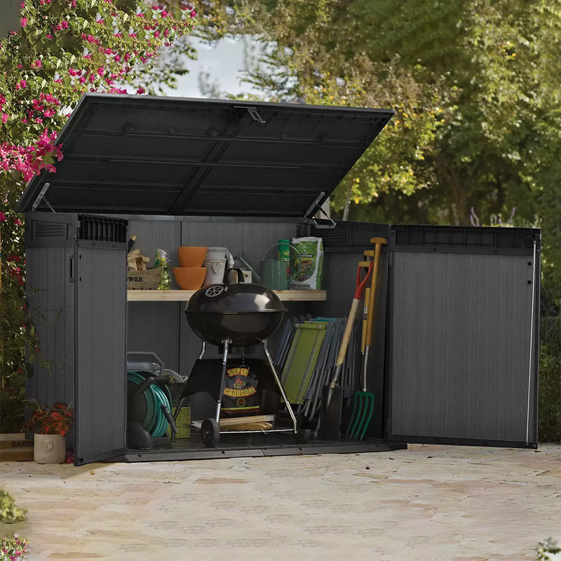 Keter Cortina Mega Store Unit 6ft 3" x 3ft 7" Garden Outdoor Storage Shed For Bikes & Bins