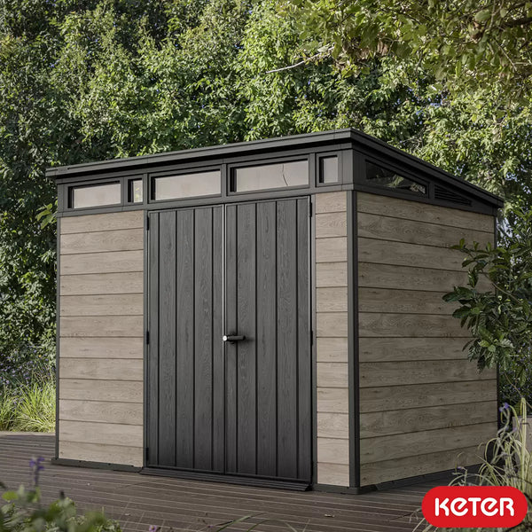 Keter Ashwood Signature Shed 9ft x 7ft 1" (2.77 x 2.18m) Outdoor Garden Storage Shed