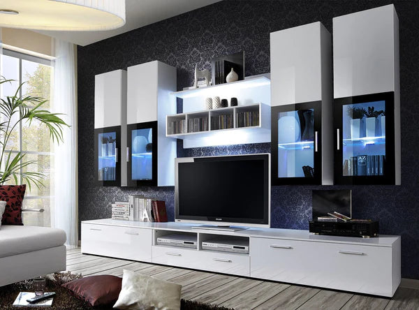 Luscanny Lystra Large Glass Display Entertainment Unit in 4 Colours