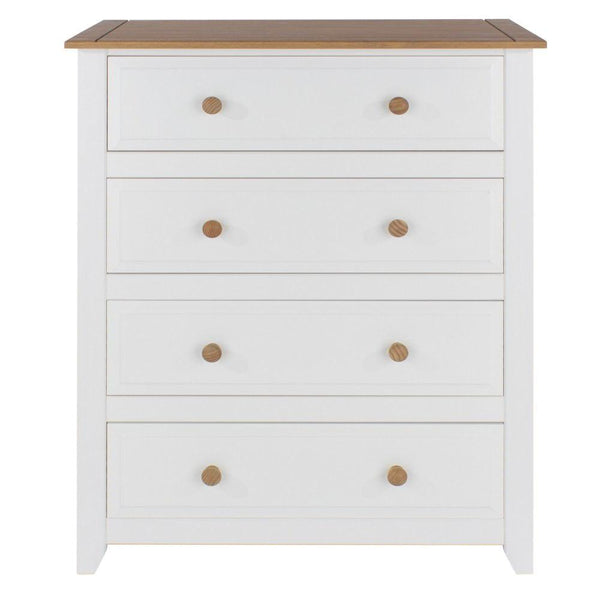 4 Drawer Chest of Drawers Solid Pine Wood Waxed Storage Bedroom Furniture