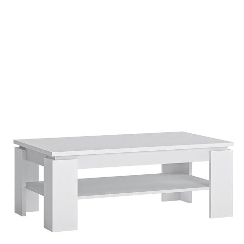 Fribo Large Center coffee table Entertainment Unit in white for Living Room, Bedroom, Office