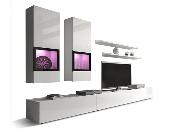 Luscanny Balevi Large High Gloss TV Stand with LED Display Unit 270cm in 3 colours