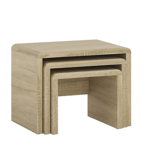 Luscanny Nest of 3 Coffee Tables in Oak Sofa Side End Table for living room