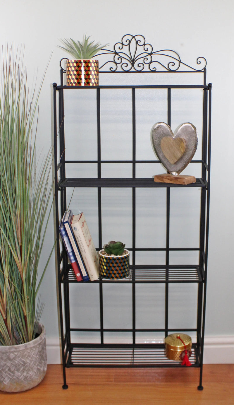 4 Tier Metal Plant Stand, Plant Display Rack, Ladder-Shaped Stand Shelf, Pot Holder for Indoor Outdoor Use, Black