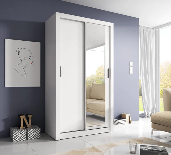 Luscanny 2 Door Sliding Mirored Door Bedroom Wardrobe 120cm colours