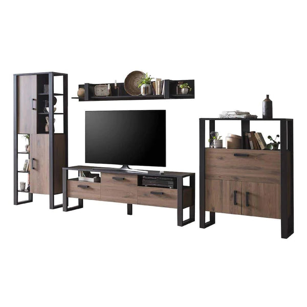Luscanny Large Modern Continental Entertainment Living Room Set Furniture with 6 Cabinets