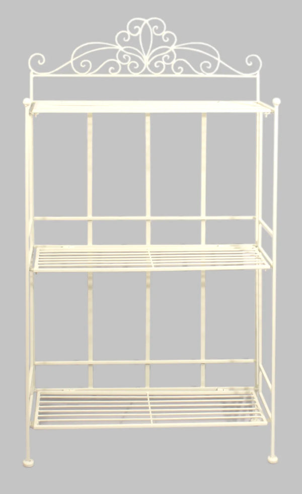 3 Tier Metal Plant Stand, Plant Display Rack, Ladder-Shaped Stand Shelf, Pot Holder for Indoor Outdoor Use, Cream