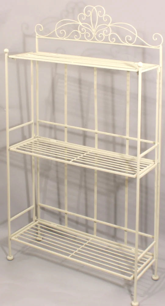3 Tier Metal Plant Stand, Plant Display Rack, Ladder-Shaped Stand Shelf, Pot Holder for Indoor Outdoor Use, Cream