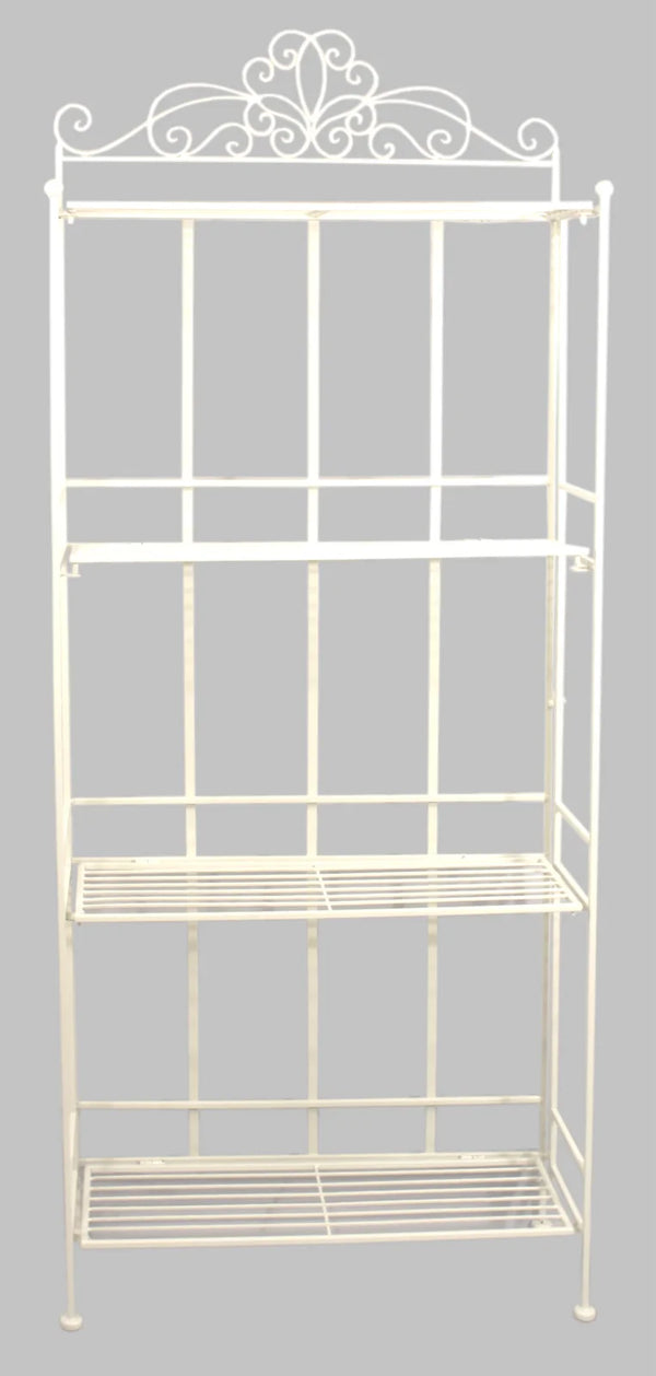 4 Tier Metal Plant Stand, Plant Display Rack, Ladder-Shaped Stand Shelf, Pot Holder for Indoor Outdoor Use, Cream