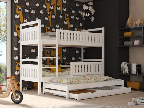 Lavezzy Rugged Bunk Bed with Trundle and Capacious Storage Drawers for Organized Bedrooms