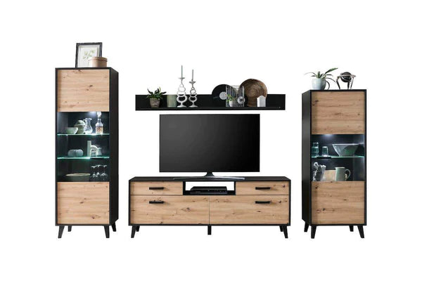 Luscanny Aravonza Large Polished TV Entertainment Living Room Set with 7 Cabinets