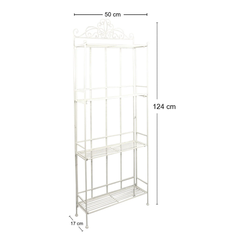 4 Tier Metal Plant Stand, Plant Display Rack, Ladder-Shaped Stand Shelf, Pot Holder for Indoor Outdoor Use, Cream