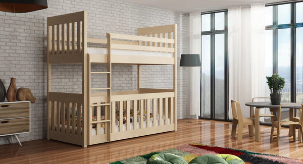 Luscanny Large Kids Wooden single bunk bed with safety Ladder in 4 colours