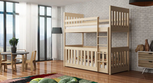Luscanny Large Kids Wooden single bunk bed with safety Ladder in 4 colours