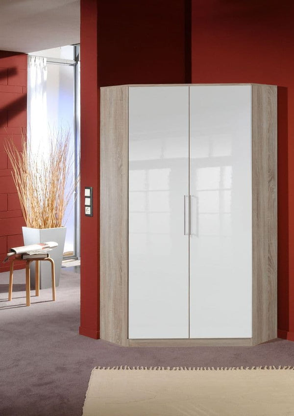 Vazztora Large 2 Door & Oak Corner Wardrobe with Shelves cabinet