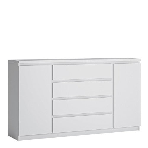 Fribo 2 door 4 drawer wide sideboard in White Living Room Cupboard Storage Unit