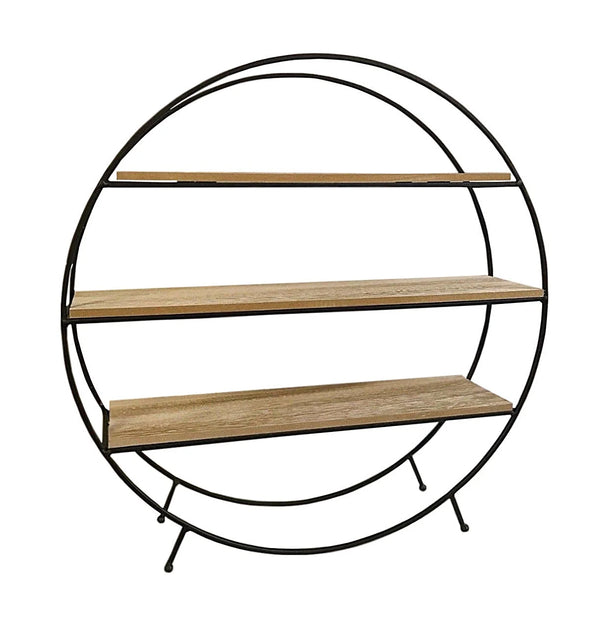 Large Round Metal Standing Unit with 3 Tiers Bookcase