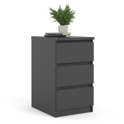 Luscanny 3 Drawers Bedside Cabinet Nightstand Table in Black Matt Storage Chest