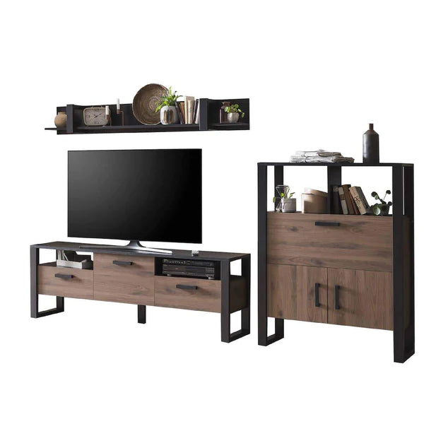Luscanny Modern Continental Entertainment Living Room Set Furniture with 6 Cabinets