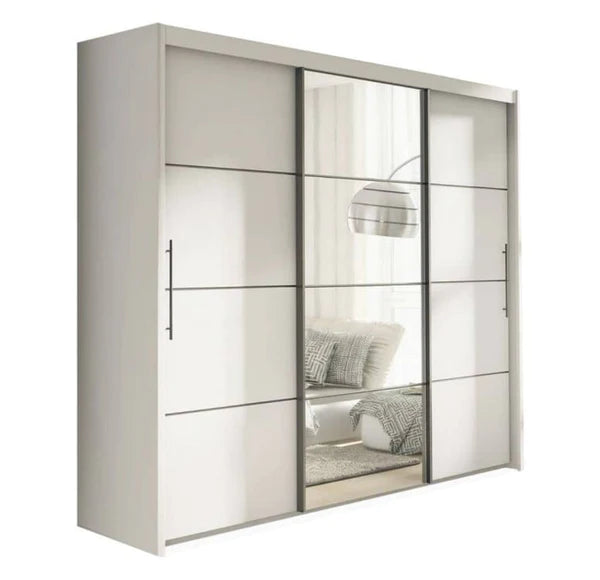 Lezznova Large Sliding Mirror Wardrope for Bedroom Storage cupboard 250cm in 3 colours