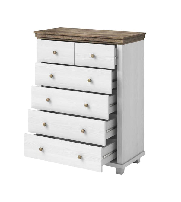 Luscanny Chest of 6 Grey Smooth Wooden Drawer