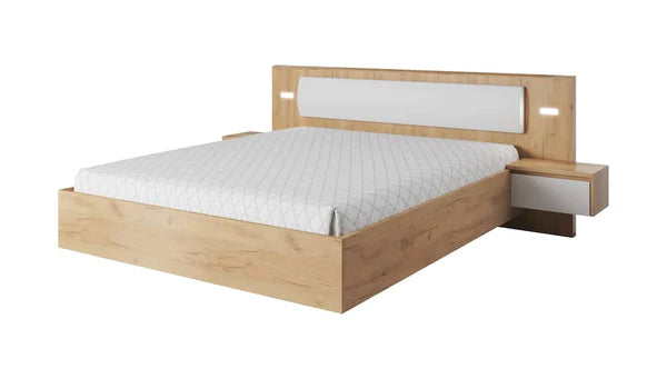 Luscanny Large Bedframe with Side Cabinets (King Size)