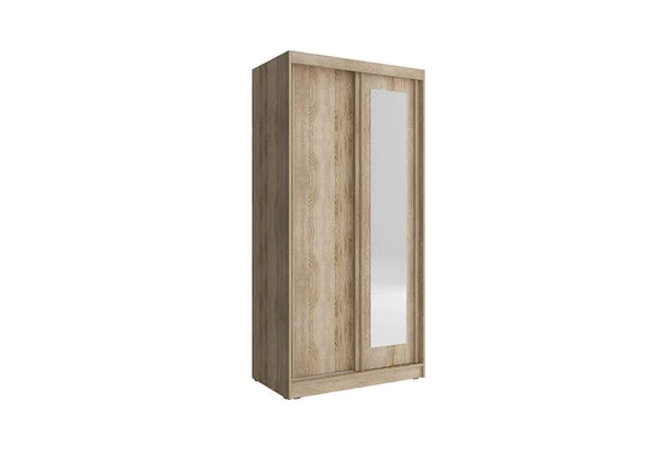 Vezteora Sliding 2 Door Mirror Freestanding Wardrobe with Polished wood in 2 colours