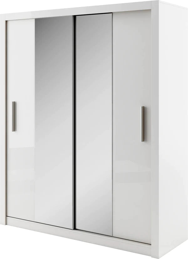 Ientico Polished Mirror Sliding Door Wardrobe For Bedroom Storage 180cm
