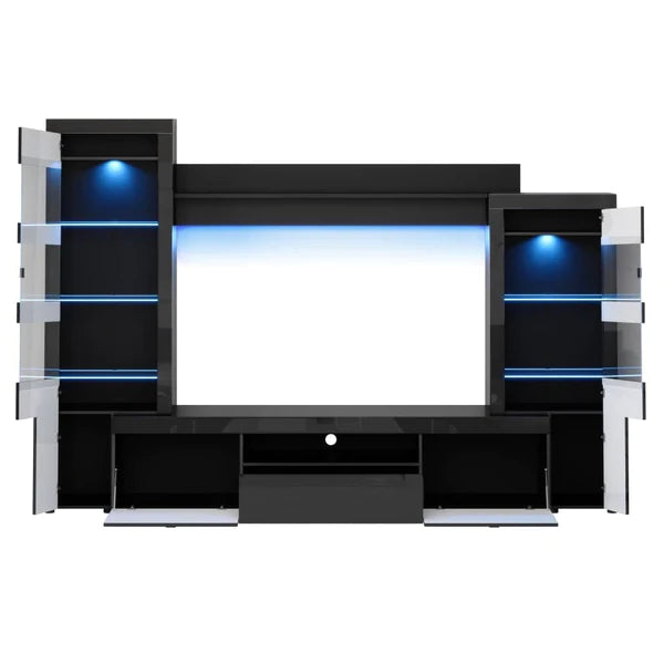 Luscanny Guazellino High Gloss Entertainment Unit with LED Display Unit Black