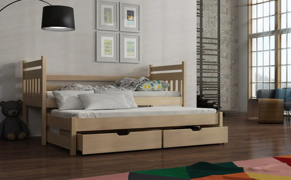 Luscanny Denzix Wooden double bed for Kids with storage drawers with mattress