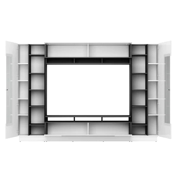 Luscanny Vezzei Large High Gloss TV Entertainment Unit Living Room Set Stand With Display Cabinets & LED Lights