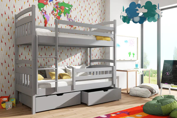 Luscanny Gabiano large wooden bunk bed with storage unit in 4 colours