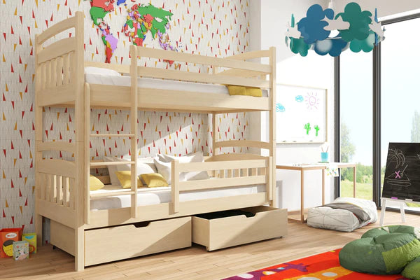 Luscanny Gabiano large wooden bunk bed with storage unit in 4 colours