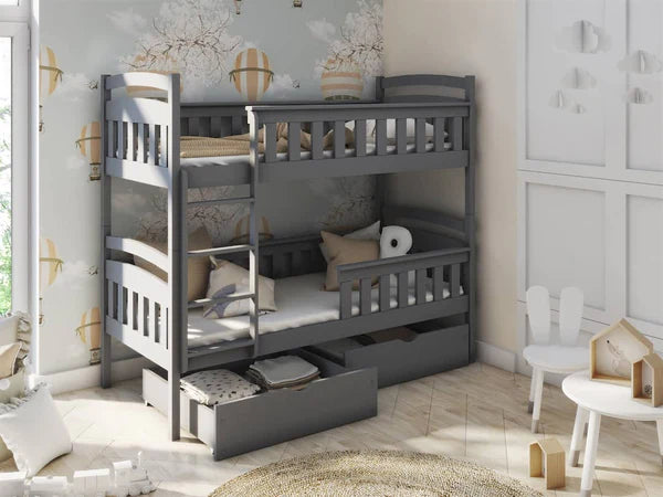 Luscanny Frankfurt large wooden bunk bed with storage unit in 4 colours