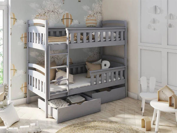 Luscanny Frankfurt large wooden bunk bed with storage unit in 4 colours