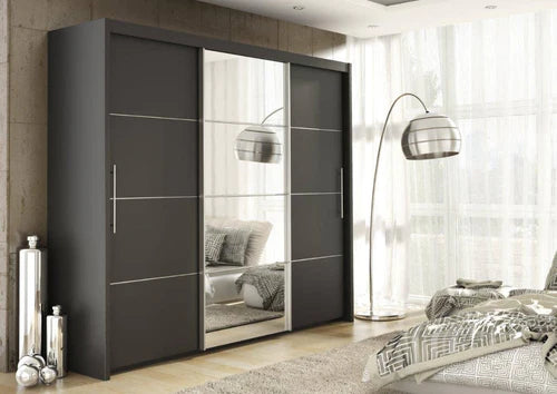 Zinsom Full Mirror 3 Door Super High Gloss Wardrobe in 3 colours