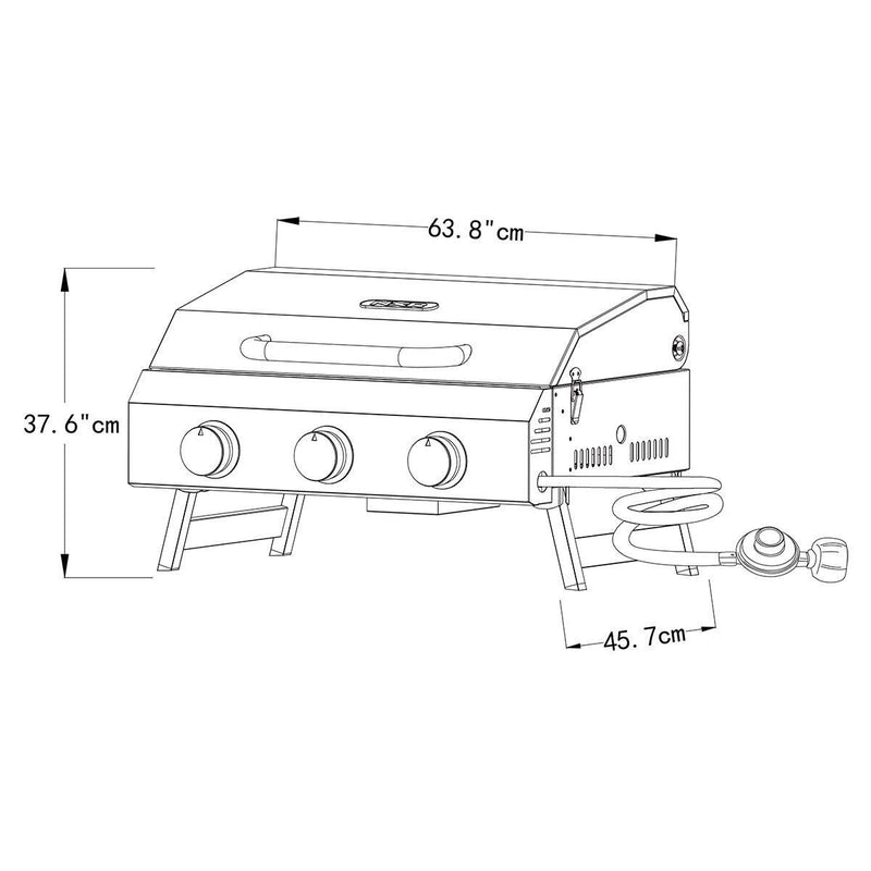 NXR 3 Burner Stainless Steel Table Top Gas Barbecue BBQ