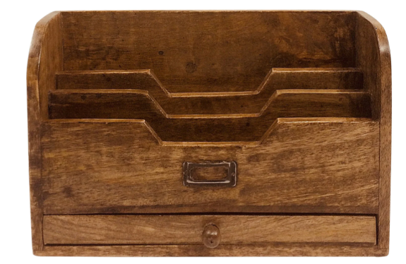 Zinsom Solid Wood Letter Rack Drawer Office Mail & Storage Organiser