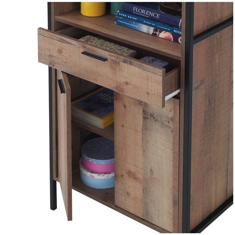 Zinsom 4 Door Storage Cabinet with 1 Drawer Freestanding Tall Shelf Organizer Multifunctional Rack