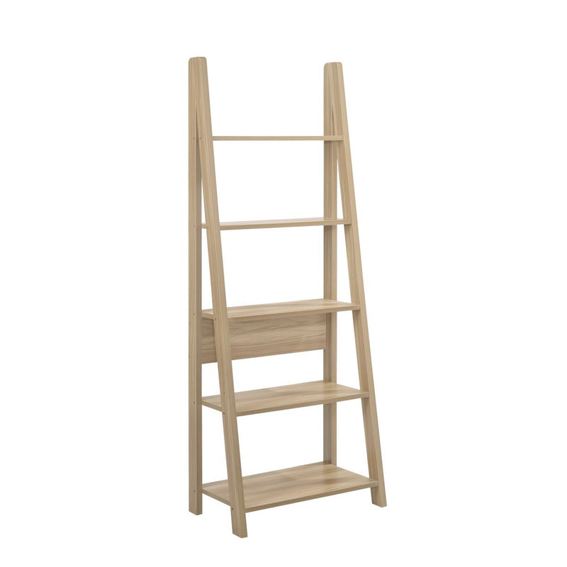 Zinsom Contemporary Design Ladder Bookcase 5 Tier Oak