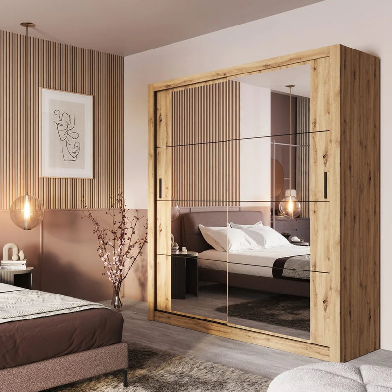 Luscanny Large Sliding 2 Door Mirror Wardrobe In 4 colours