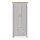 2 Door Wardrobe, Wooden Wardrobe with Drawer Bedroom Storage Furniture Large Cupboard Hanging Bar Clothes Rail Storage