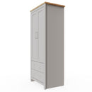 2 Door Wardrobe, Wooden Wardrobe with Drawer Bedroom Storage Furniture Large Cupboard Hanging Bar Clothes Rail Storage