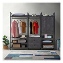 2 Tier Open Wardrobe & 2 Drawers, Coat & Garment Rack Hanging Rail Cloth Rack, Dryer Freestanding Wardrobe For Dressing Room, Bedroom