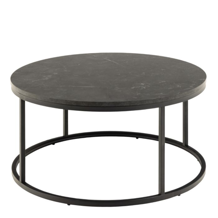 Marble Top Round Coffee Tables l 80cm Sintered Stone High Gloss Tabletop
