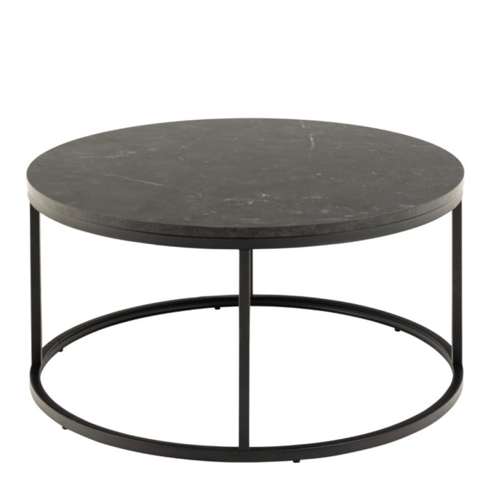 Marble Top Round Coffee Tables l 80cm Sintered Stone High Gloss Tabletop