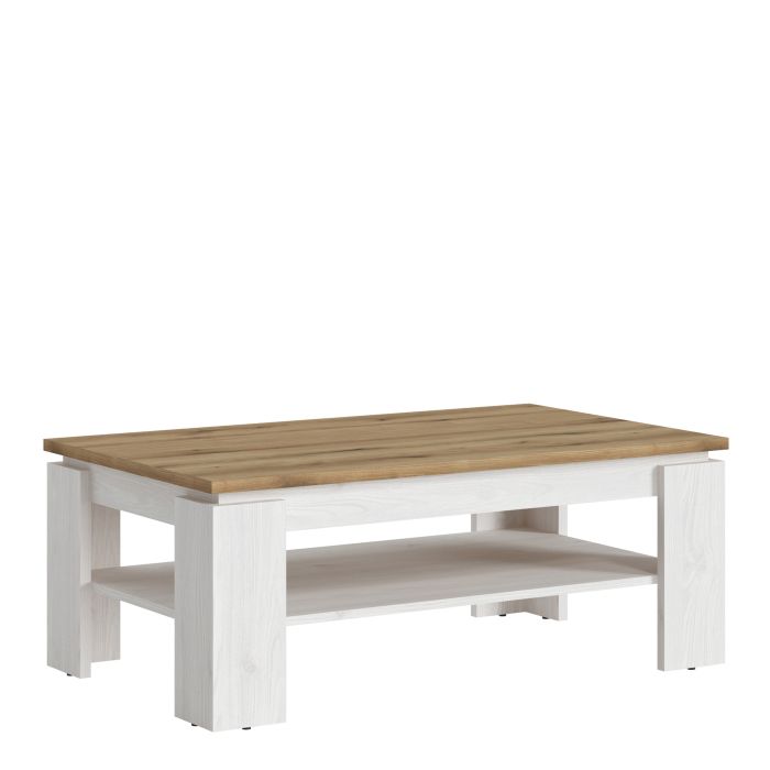 Compact Coffee Table with Storage Shelf 110cm | Rectangular Centre Table for Living Room